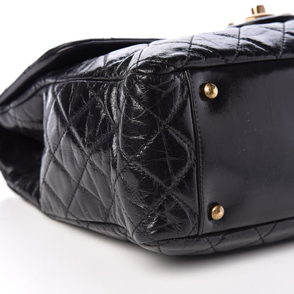Chanel Glazed Calfskin Castle Rock Large Flap Black Burgundy 9 of 12