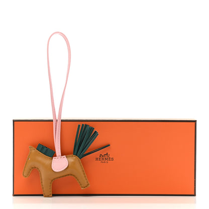 Hermes Milo Lambskin Grigri Rodeo Horse Bag Charm PM Sesame Malachite Rose Sakura 4 of 4
