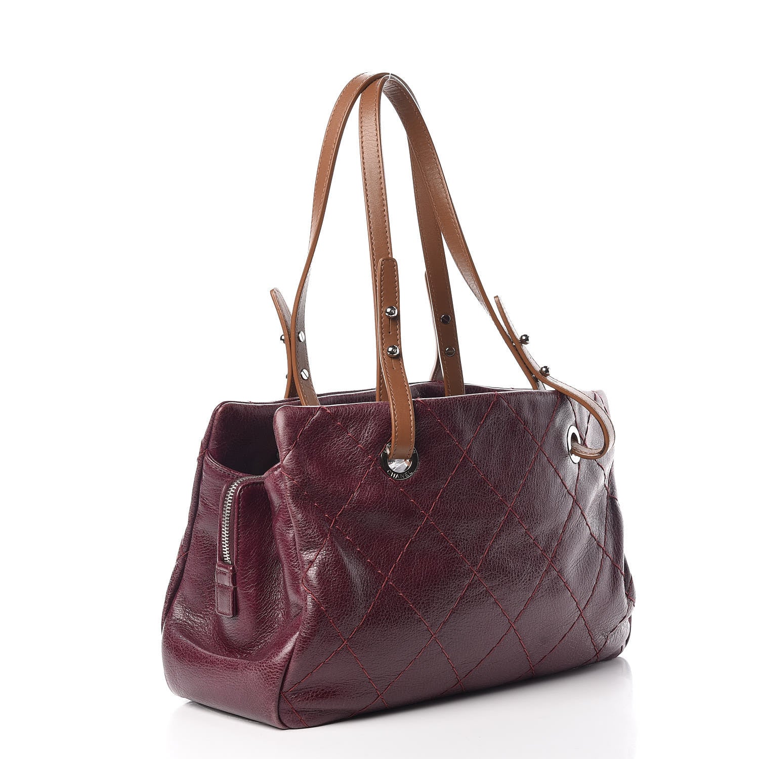 Chanel Glazed Calfskin On the Road Zip Tote Plum 3 of 13