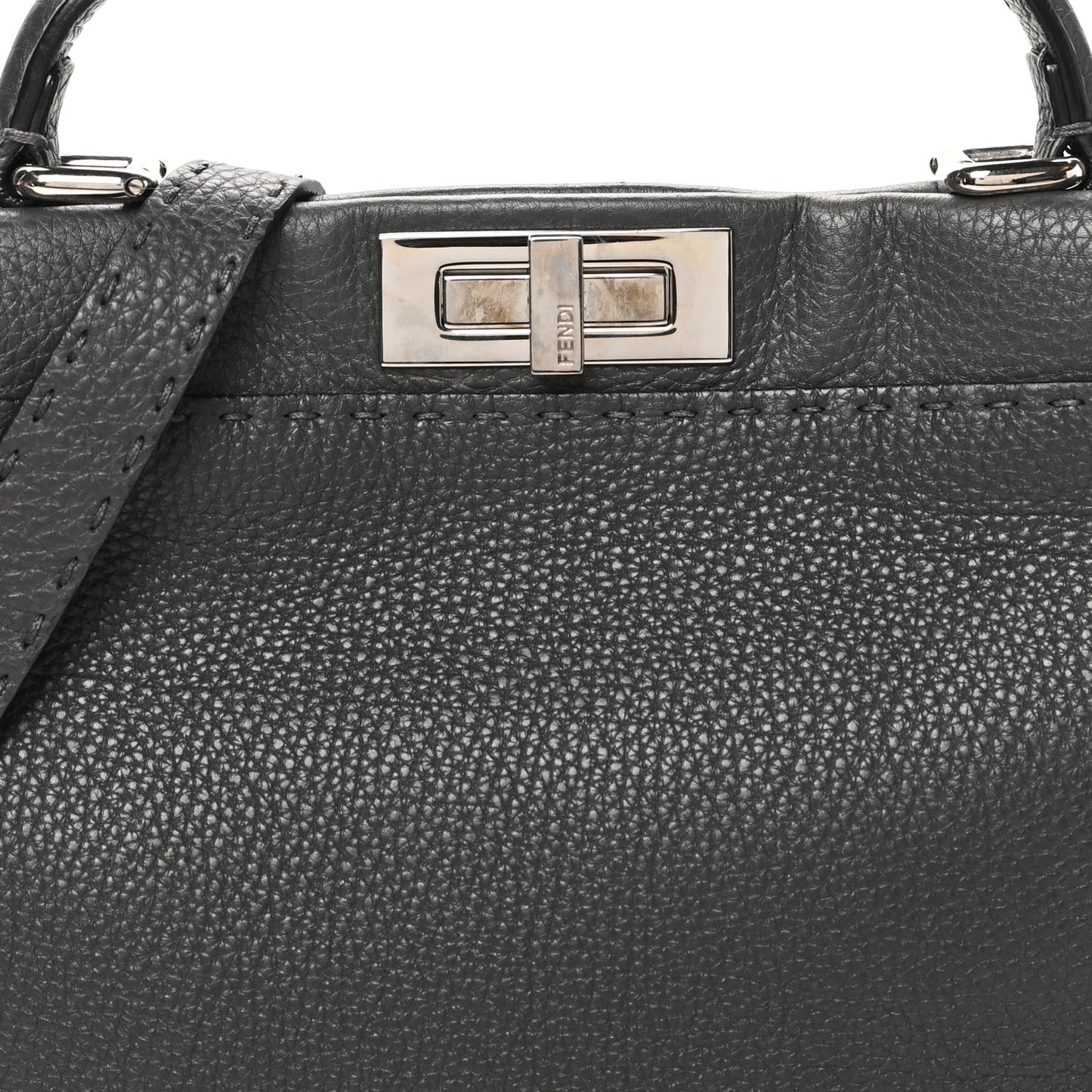 Cuoio Romano Selleria Bi-Color Medium Peekaboo Iconic Satchel Asfalto Latte