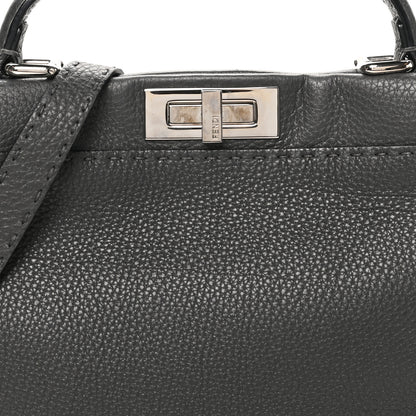 Fendi Cuoio Romano Selleria Bi-Color Medium Peekaboo Iconic Satchel Asfalto Latte 7 of 9