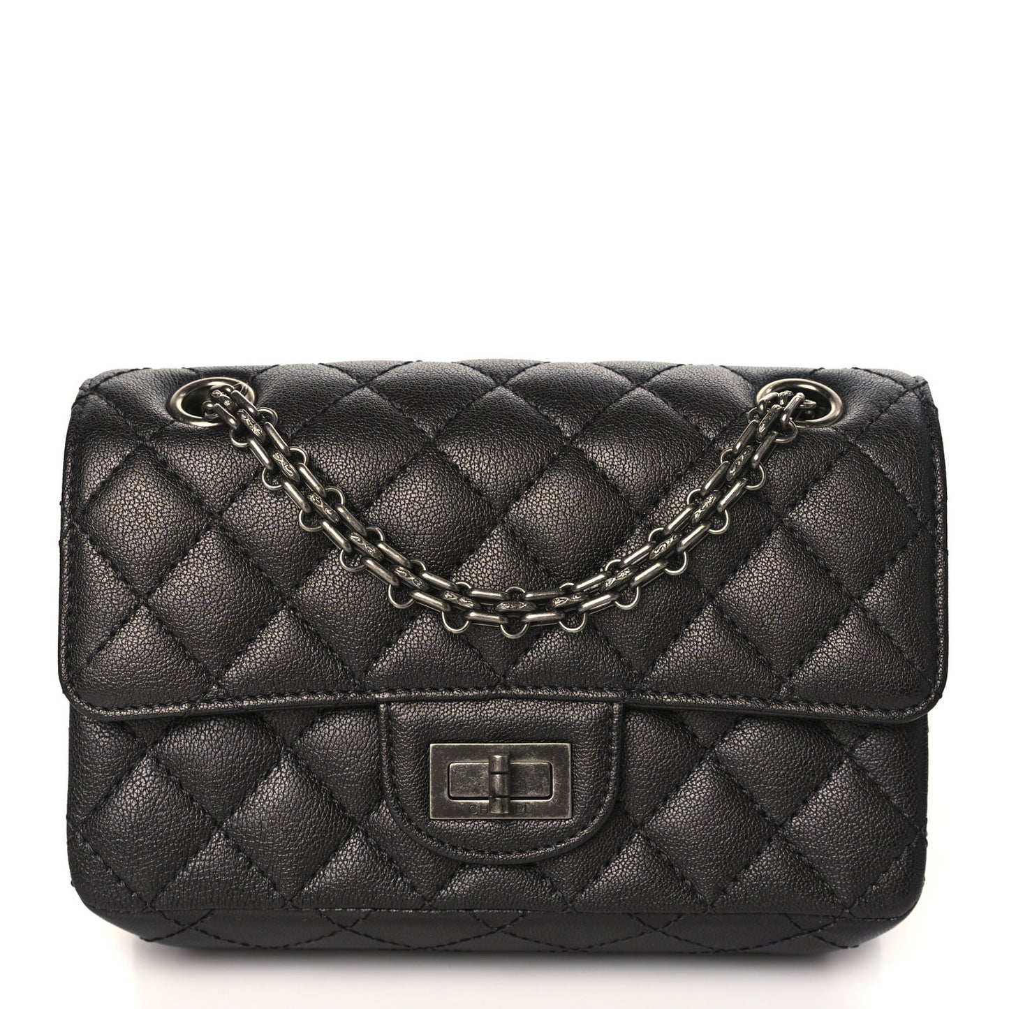Metallic Sheepskin Quilted 2.55 Reissue Mini Flap Black
