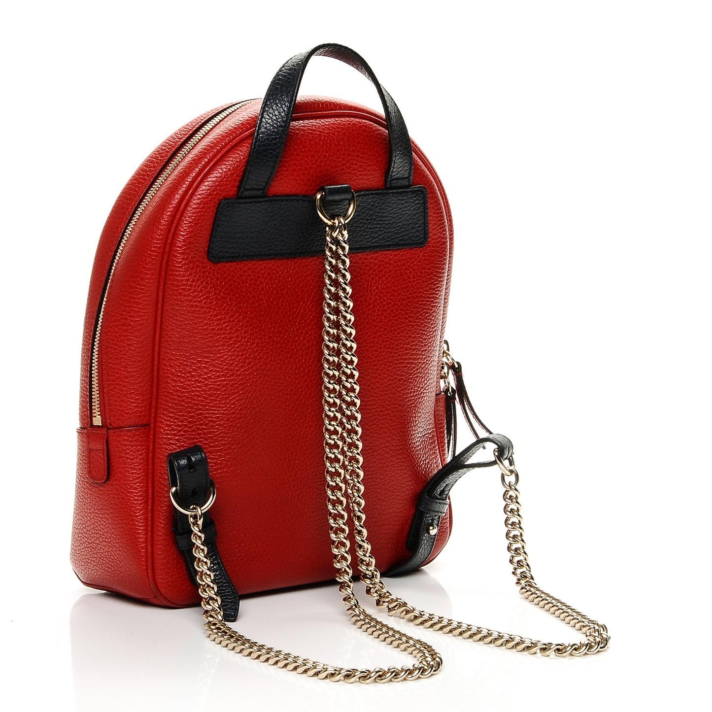 Pebbled Calfskin Bi-Color Soho Chain Backpack Red Navy