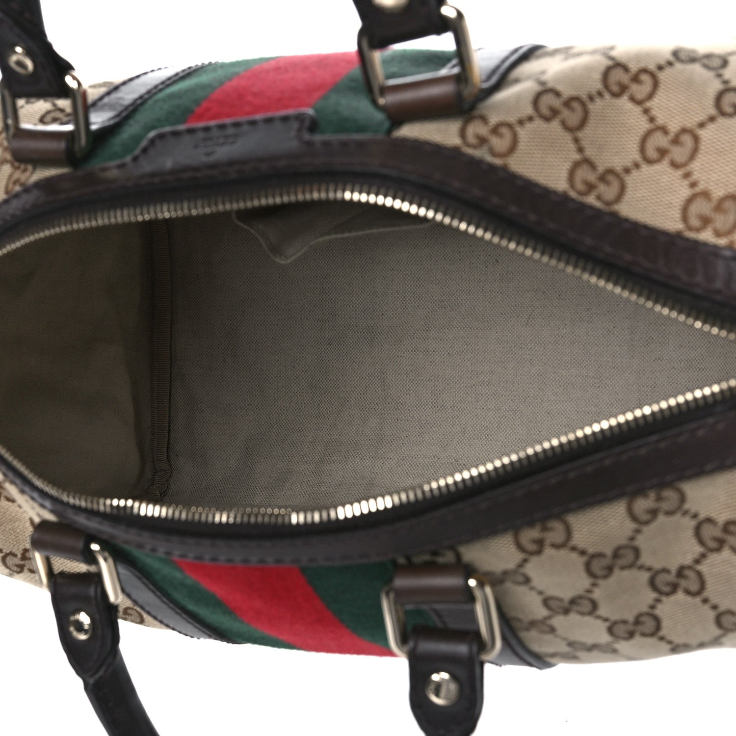 Gucci Monogram Vintage Web Medium Boston Dark Brown 5 of 14