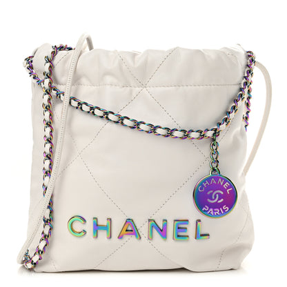 Chanel Shiny Calfskin Quilted Rainbow Mini Chanel 22 White 1 of 10