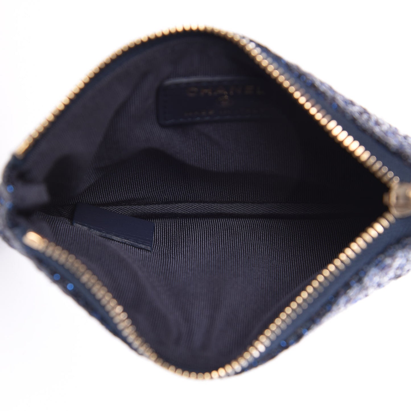 Woven Straw Raffia Deauville Cosmetic Pouch Blue