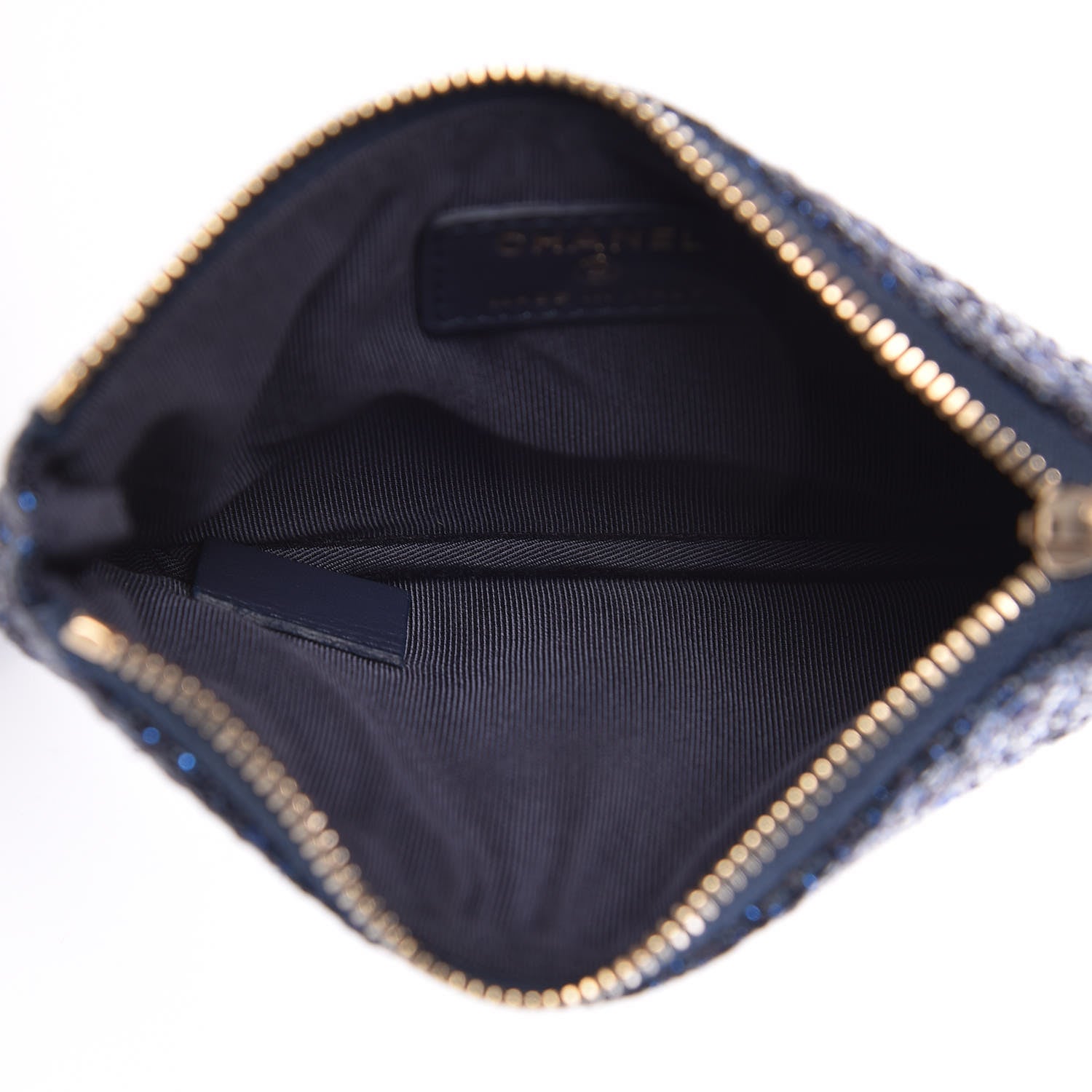 Chanel Woven Straw Raffia Deauville Cosmetic Pouch Blue 5 of 8
