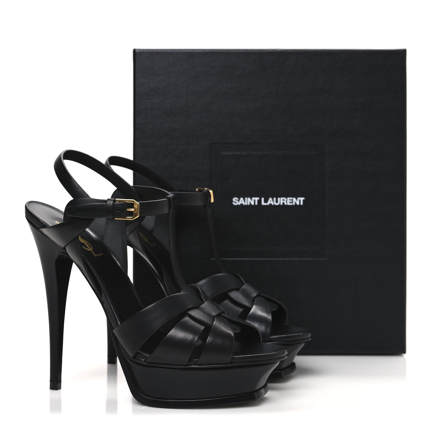 Saint Laurent Calfskin Tribute 105 Platform Sandals 40 Black 11 of 11