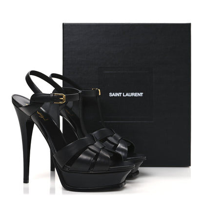 Saint Laurent Calfskin Tribute 105 Platform Sandals 40 Black 11 of 11