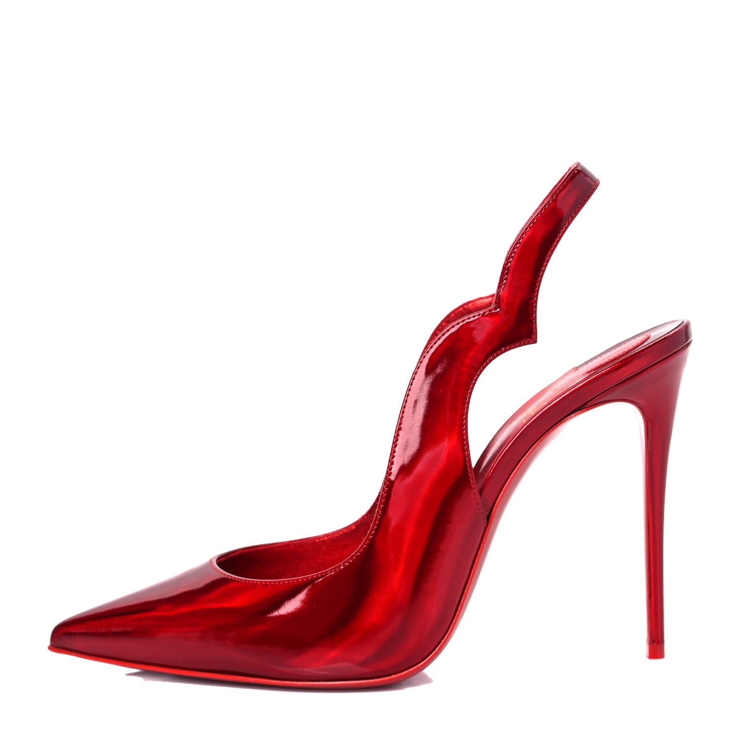 Christian Louboutin Metallic Calfskin Hot Chick Slingback 100 Pumps 39 Red 1 of 8