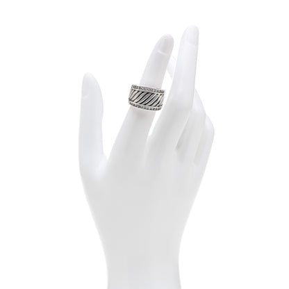 David Yurman Sterling Silver Diamond Cable Cigar Band Ring 52 6 2 of 4