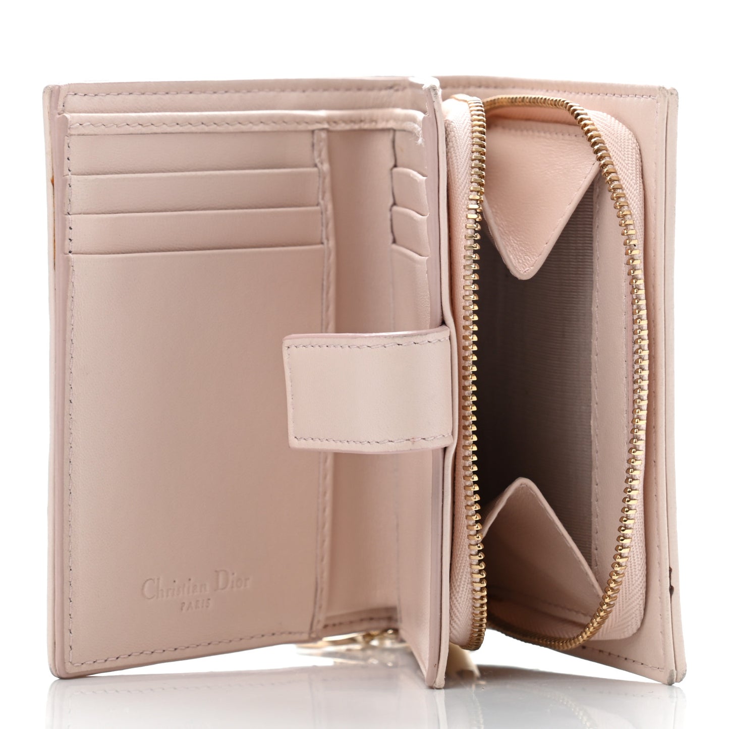 Lambskin Cannage Lady Dior Eden Wallet Light Pink