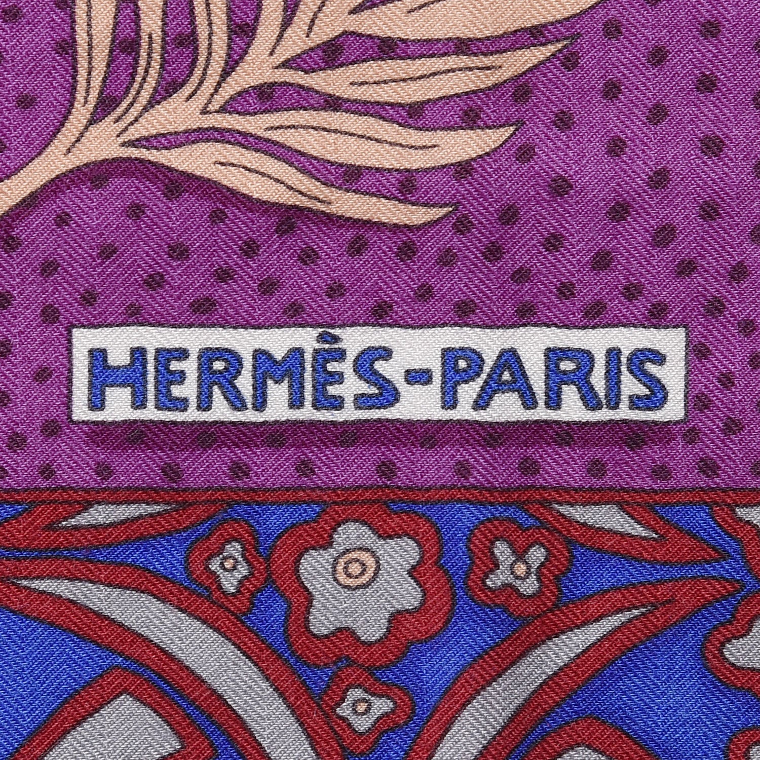 Hermes Cashmere Silk Zenobie Reine De Palmyre Shawl 140 Fuchsia Gris Acier Violet 4 of 7