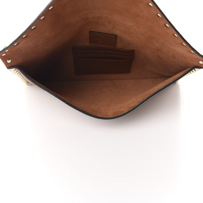 Valentino Garavani Pebbled Calfskin Large Rockstud Envelope Clutch Light Cuir 5 of 6