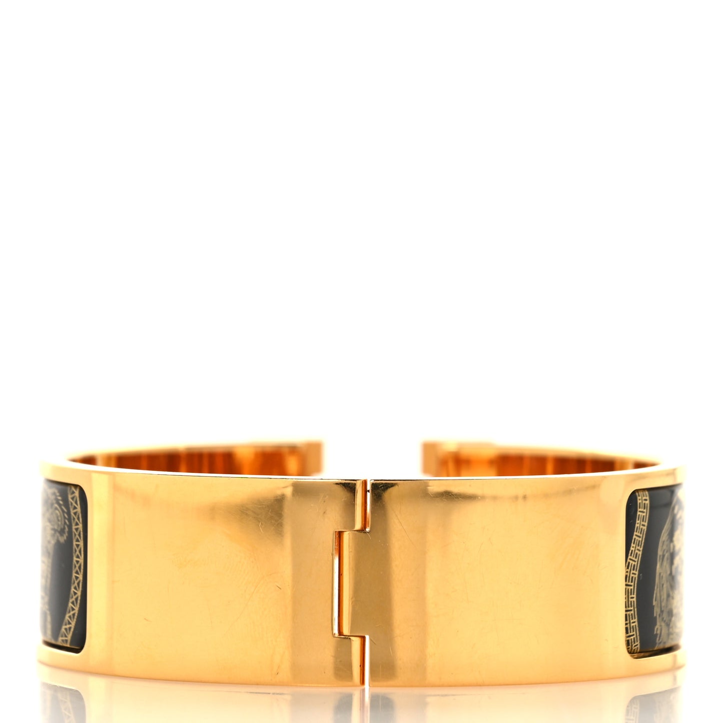 Enamel Printed Wide Dogs Clic Clac H Bracelet GM Black Gold