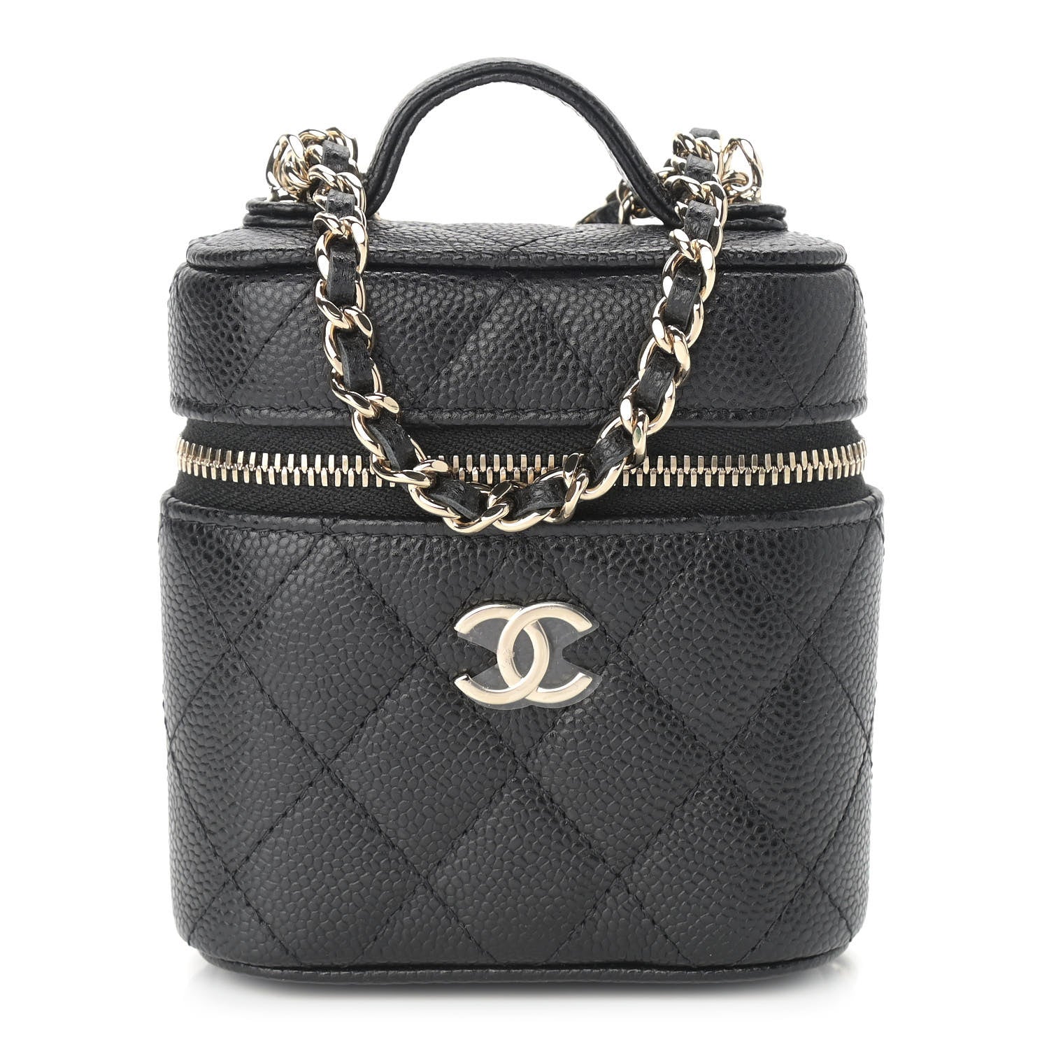 Chanel Caviar Quilted Small Handle With Care Vanity Case With Chain Black 1 of 9