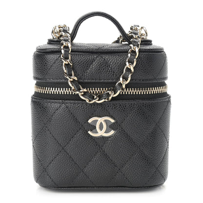Chanel Caviar Quilted Small Handle With Care Vanity Case With Chain Black 1 of 9