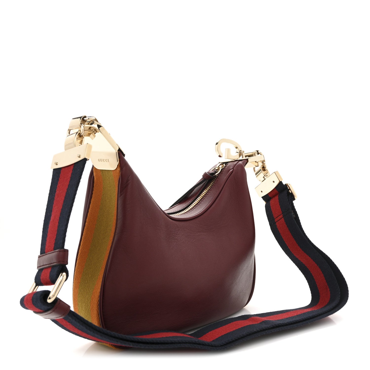 Gucci Aria Calfskin Web Small Attache Shoulder Bag Rosso Ancora 3 of 10