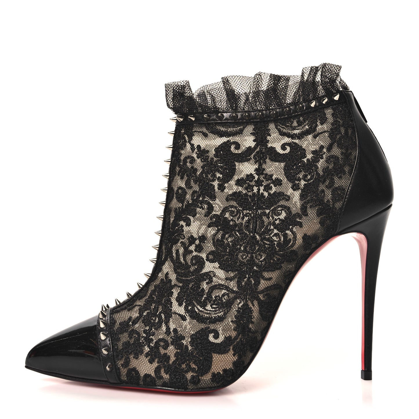 Lace Studded Pigalle 100 Booties 39.5 Black