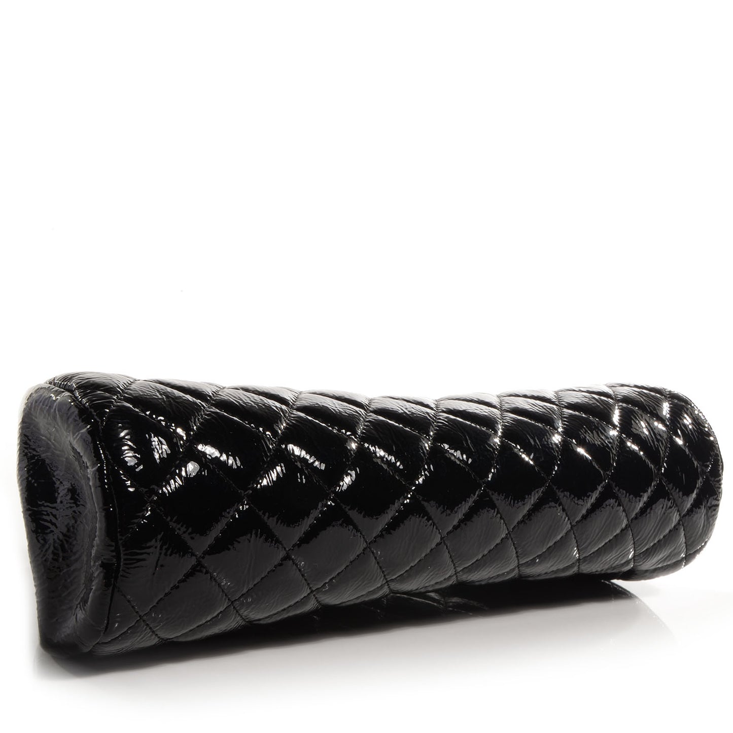 Distressed Patent Quilted Timeless Clutch Black
