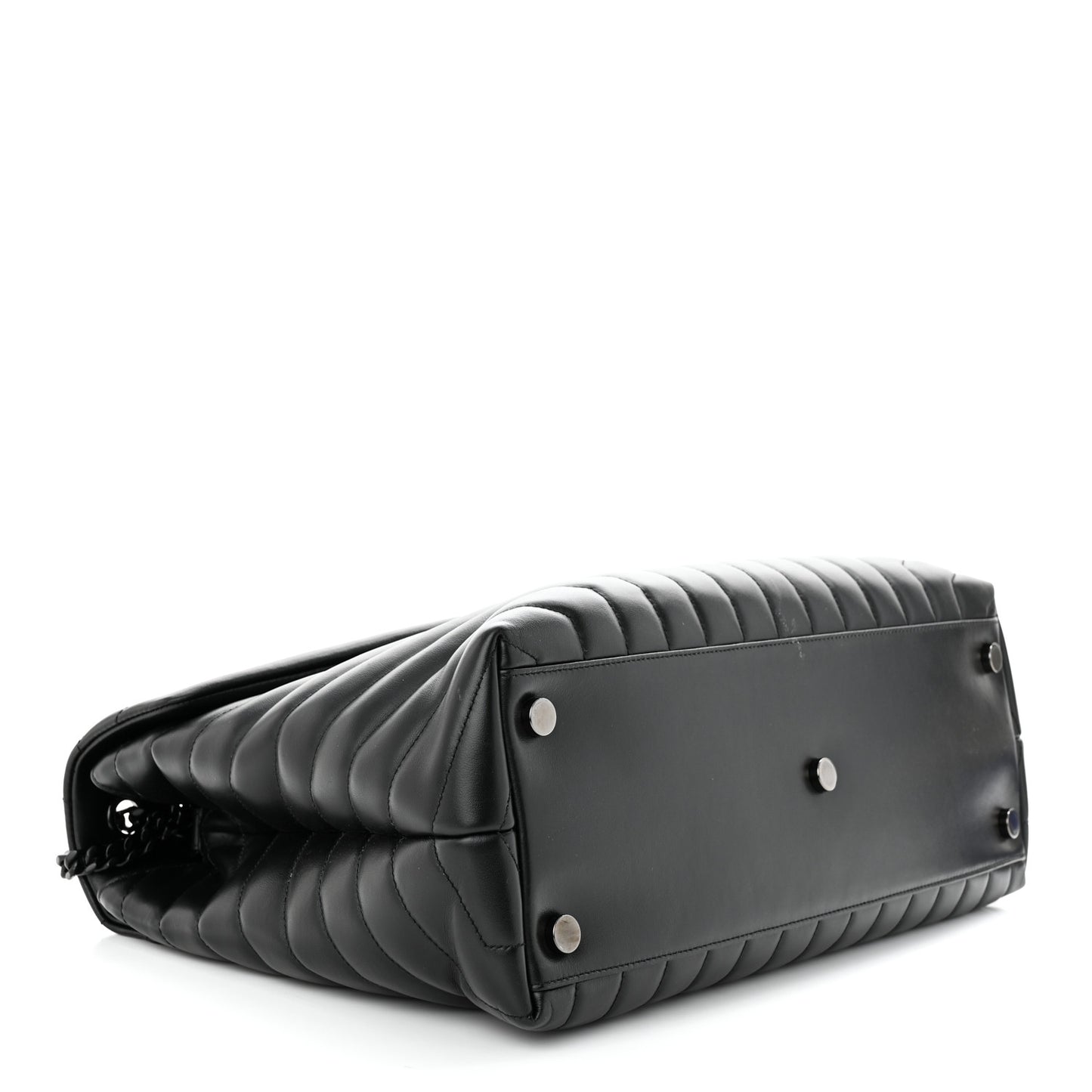 Calfskin Y Quilted Monogram Monochrome Large Loulou Chain Satchel Black