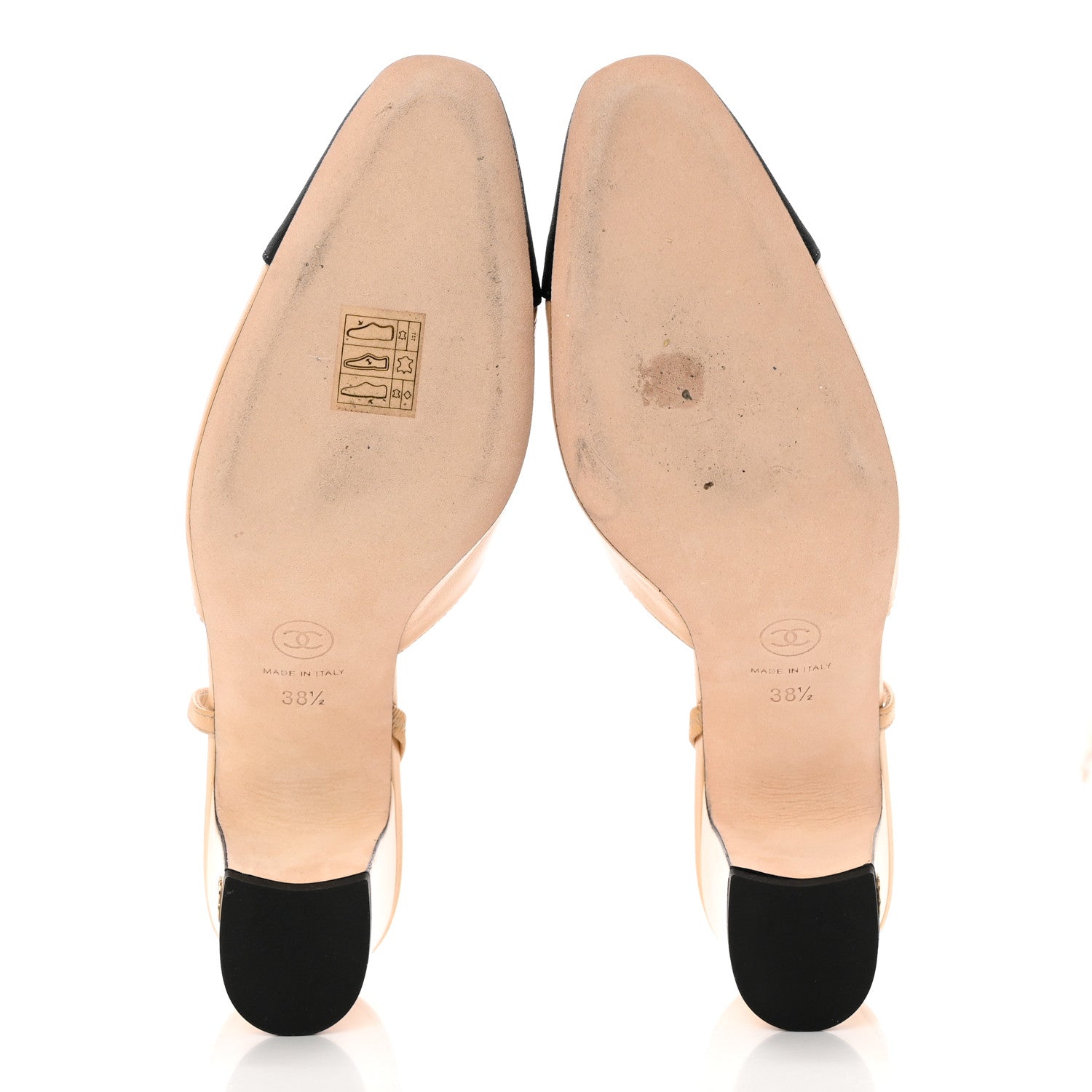 Chanel Goatskin Grosgrain Cap Toe CC Slingback Pumps 38.5 Beige Black 5 of 10