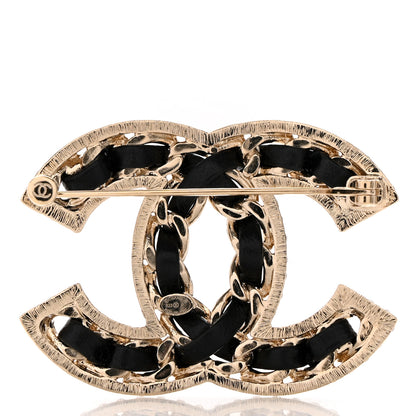Chanel Lambskin Crystal CC Chain Brooch Black Gold 3 of 4