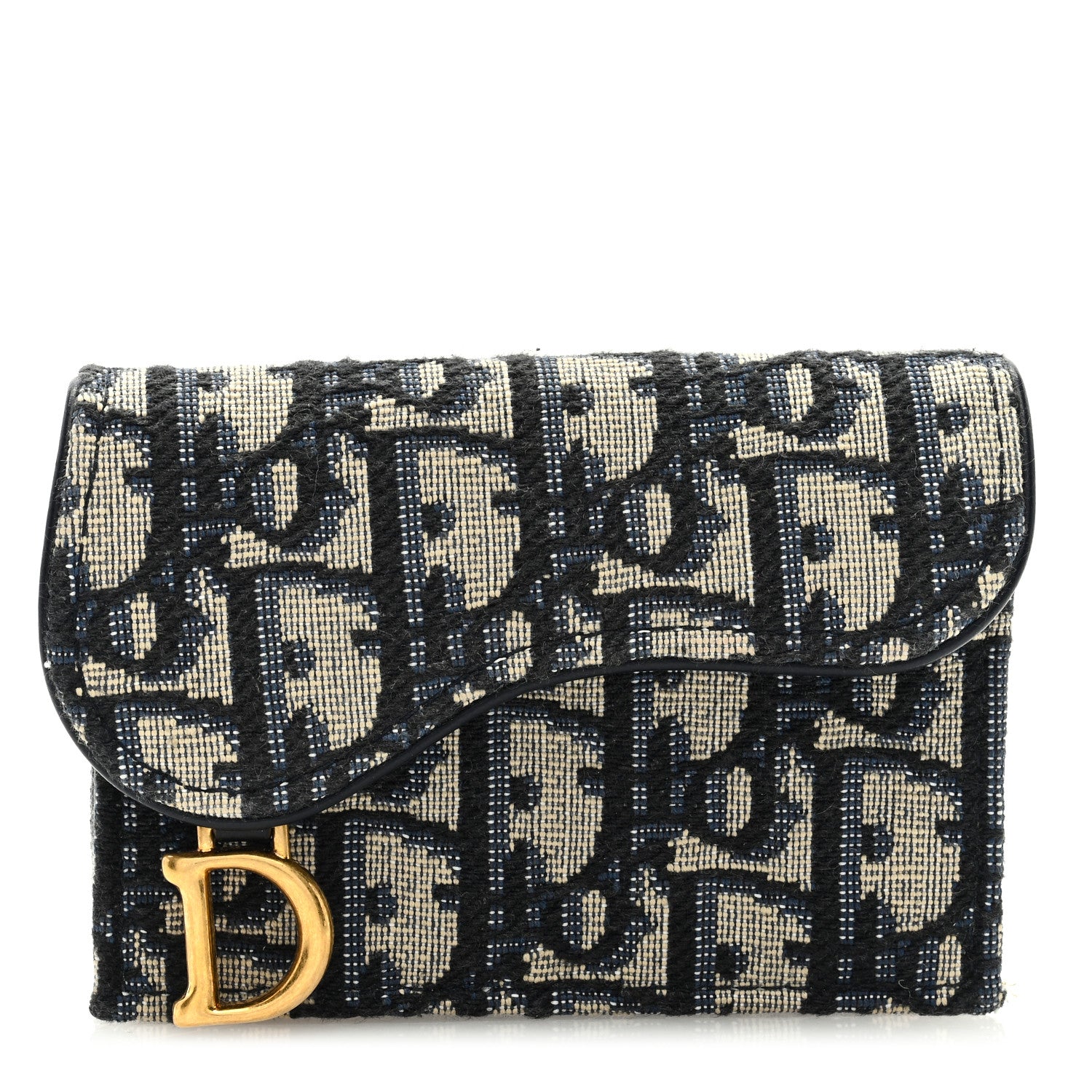 Christian Dior Oblique Saddle Card Holder Blue 1 of 6