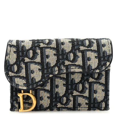 Christian Dior Oblique Saddle Card Holder Blue 1 of 6