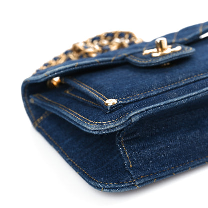 Chanel Denim Quilted Double You Mini Flap Blue Golden 8 of 9