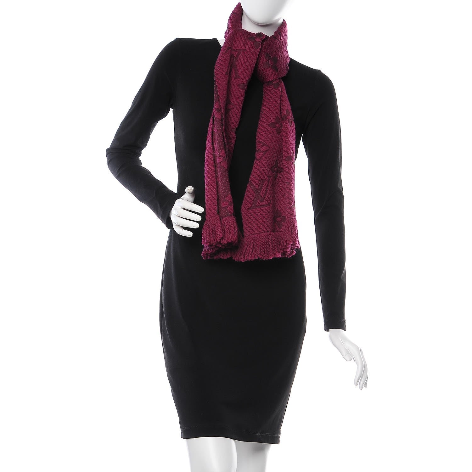 Louis Vuitton Wool Silk Logomania Scarf Cherry 2 of 4