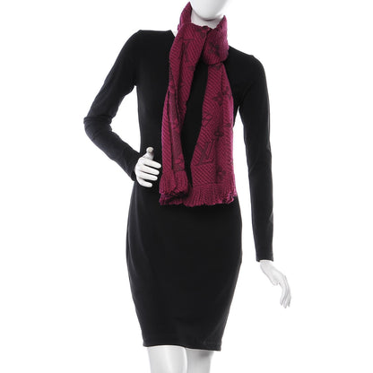 Louis Vuitton Wool Silk Logomania Scarf Cherry 2 of 4