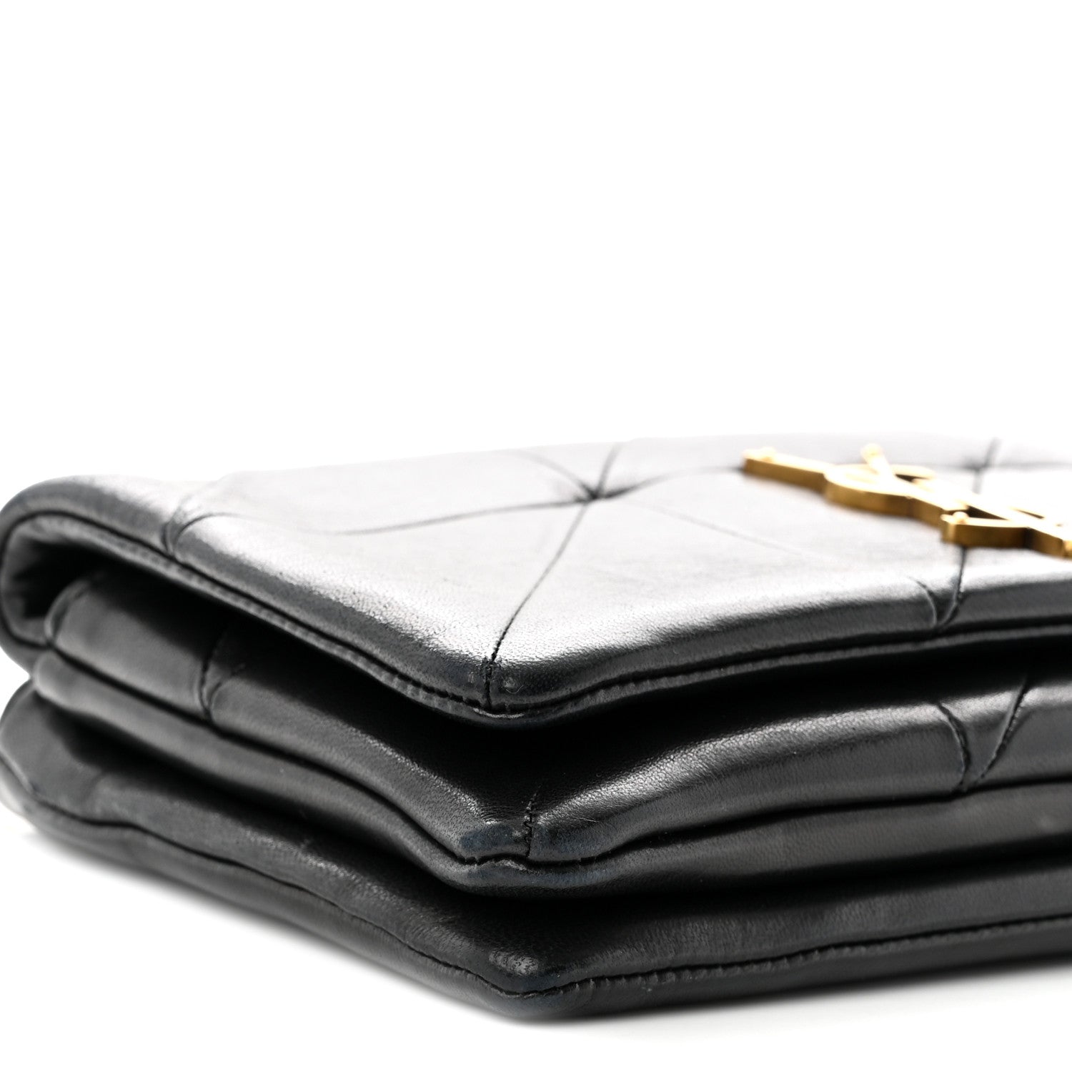 Saint Laurent Lambskin Patchwork Monogram Jamie Chain Wallet Black 9 of 10
