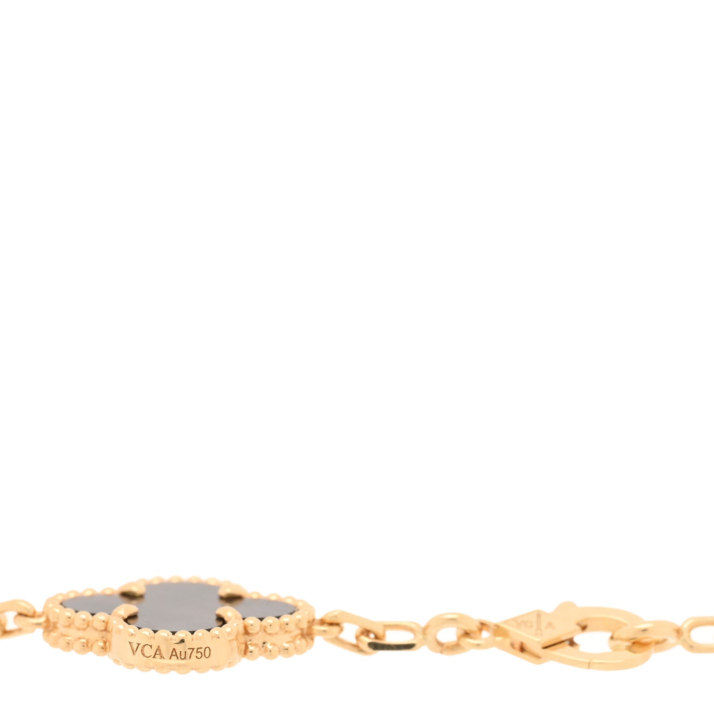 18K Yellow Gold Diamond Gray Mother of Pearl 5 Motifs Vintage Alhambra Bracelet