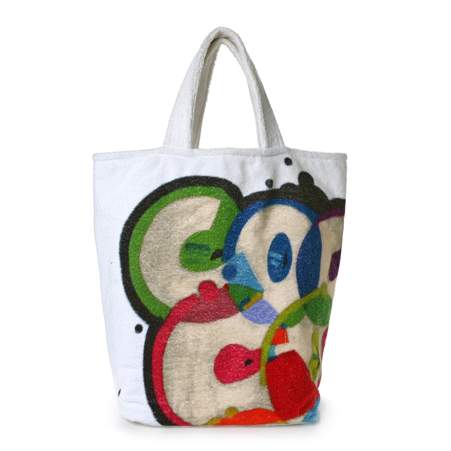 Terry Cotton Beach Tote Towel Set White Multicolor