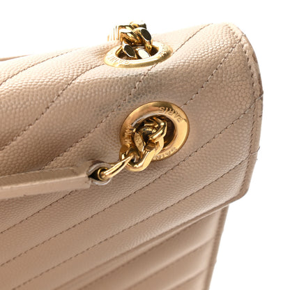 Saint Laurent Grain De Poudre Matelasse Chevron Large Monogram Satchel Dark Beige 17 of 17