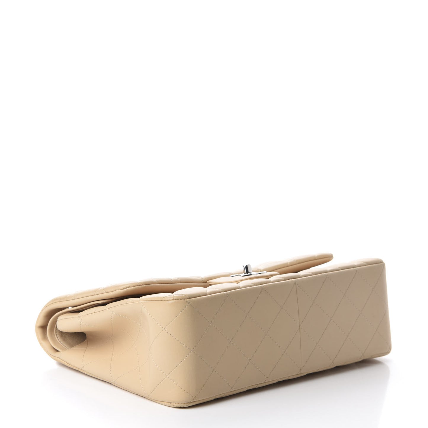 Lambskin Quilted Jumbo Double Flap Beige Clair