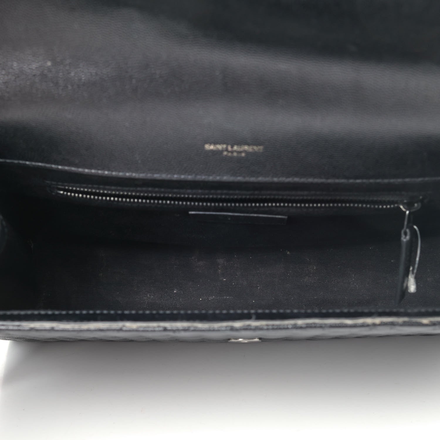 Saint Laurent Grain De Poudre Textured Mixed Matelasse Large Triquilt Monogram Monochrome Satchel Black 4 of 10