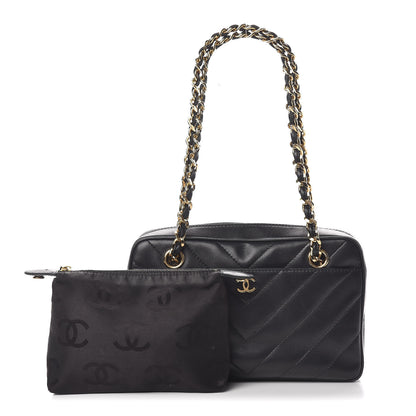 Chanel Lambskin Chevron Quilted Camera Case Black 3 of 15