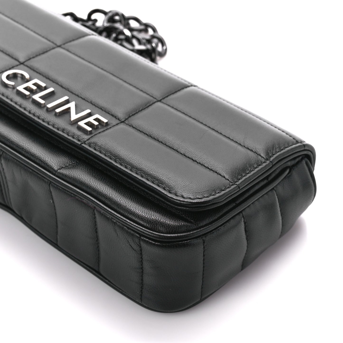 Goatskin Matelasse Chain Shoulder Bag Black