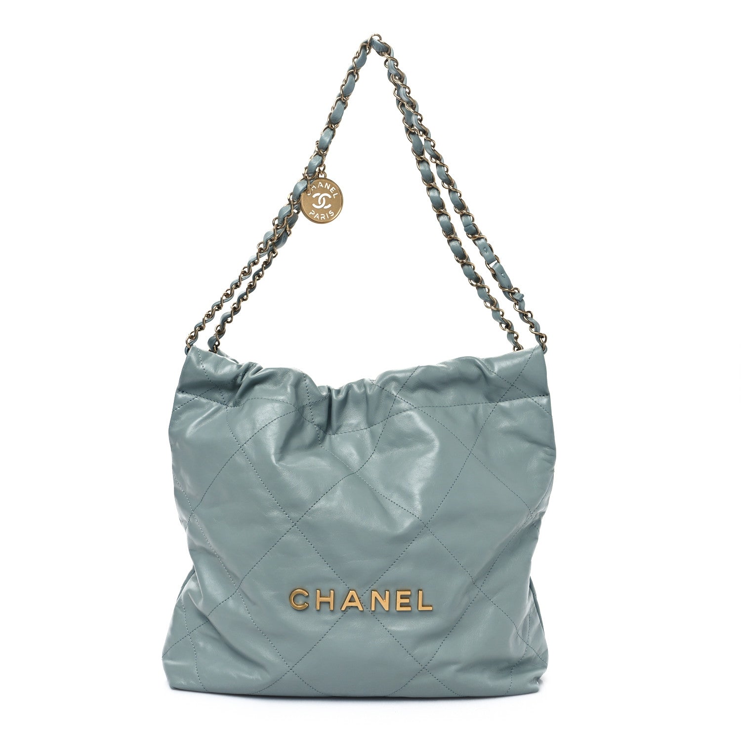 Chanel Shiny Calfskin Quilted Small Chanel 22 Grey 1 of 12