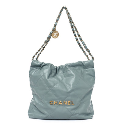 Chanel Shiny Calfskin Quilted Small Chanel 22 Grey 1 of 12