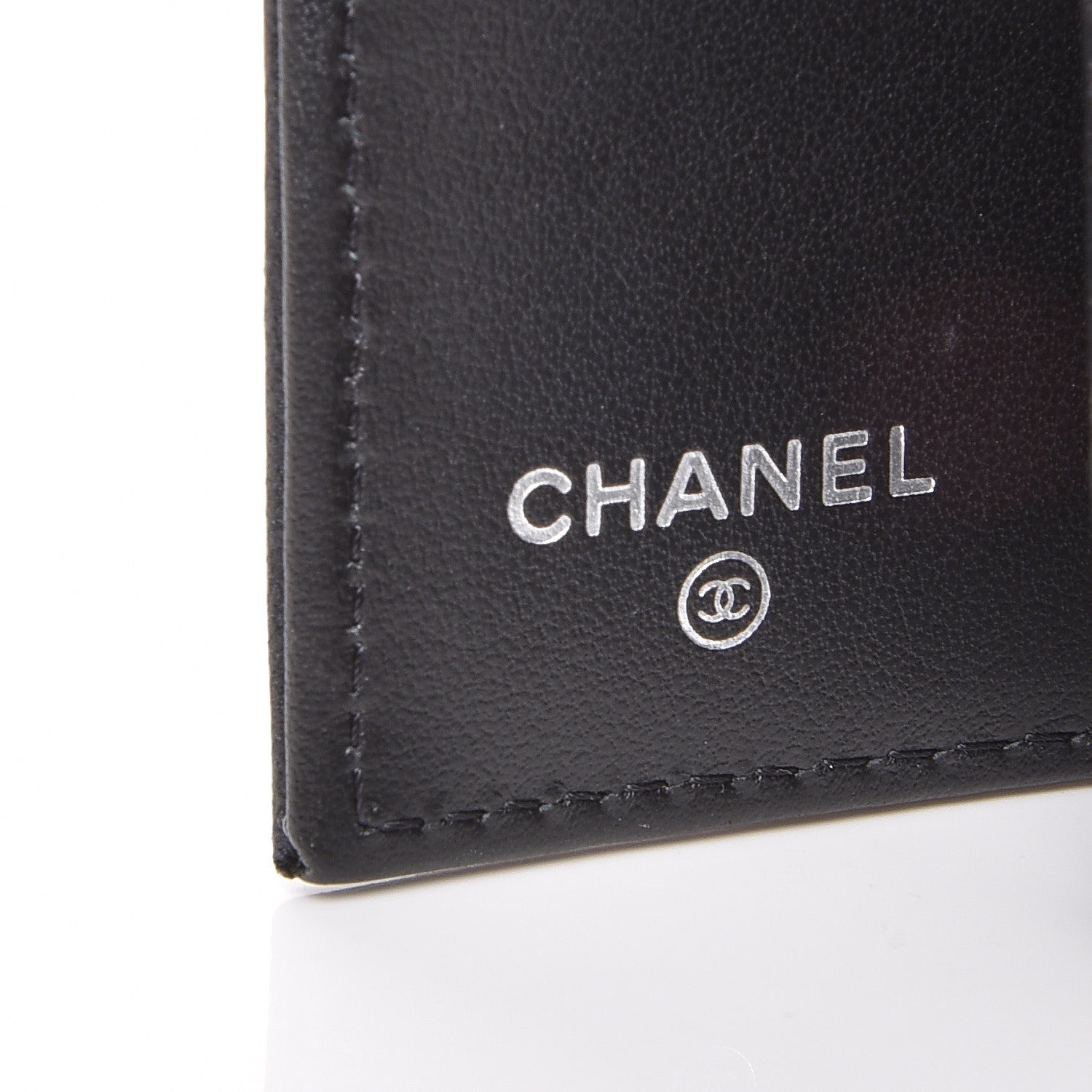 Chanel Lambskin Camellia Embossed Small Double Wallet Black 6 of 8