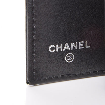 Chanel Lambskin Camellia Embossed Small Double Wallet Black 6 of 8