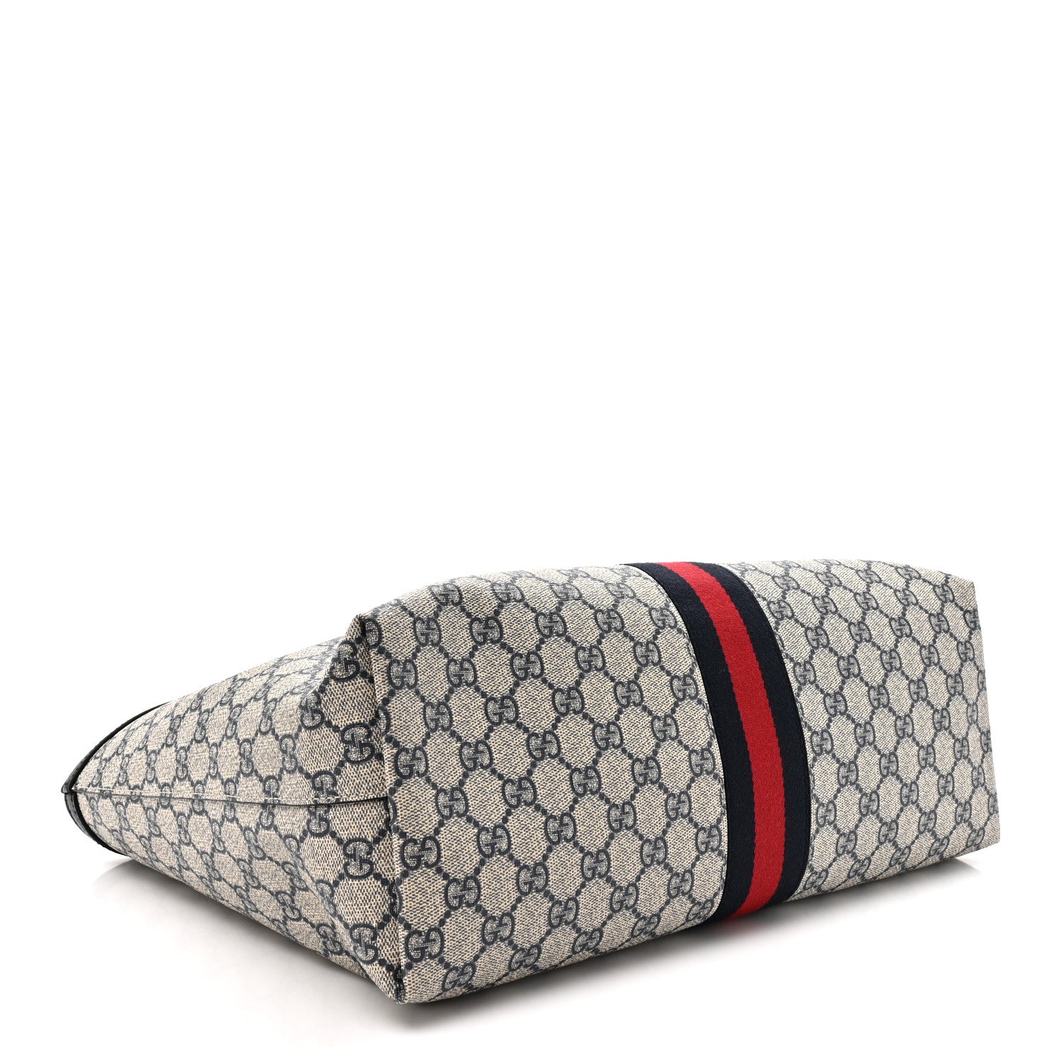 Gucci GG Supreme Monogram Textured Calfskin Web Medium Ophidia Shopping Tote Beige Blue 4 of 11