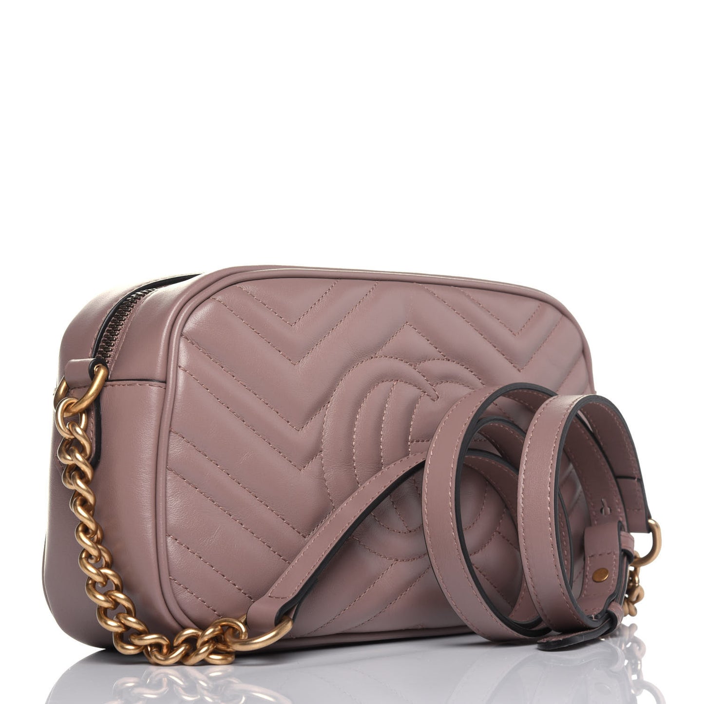 Calfskin Matelasse Small GG Marmont Chain Shoulder Bag Porcelain Rose