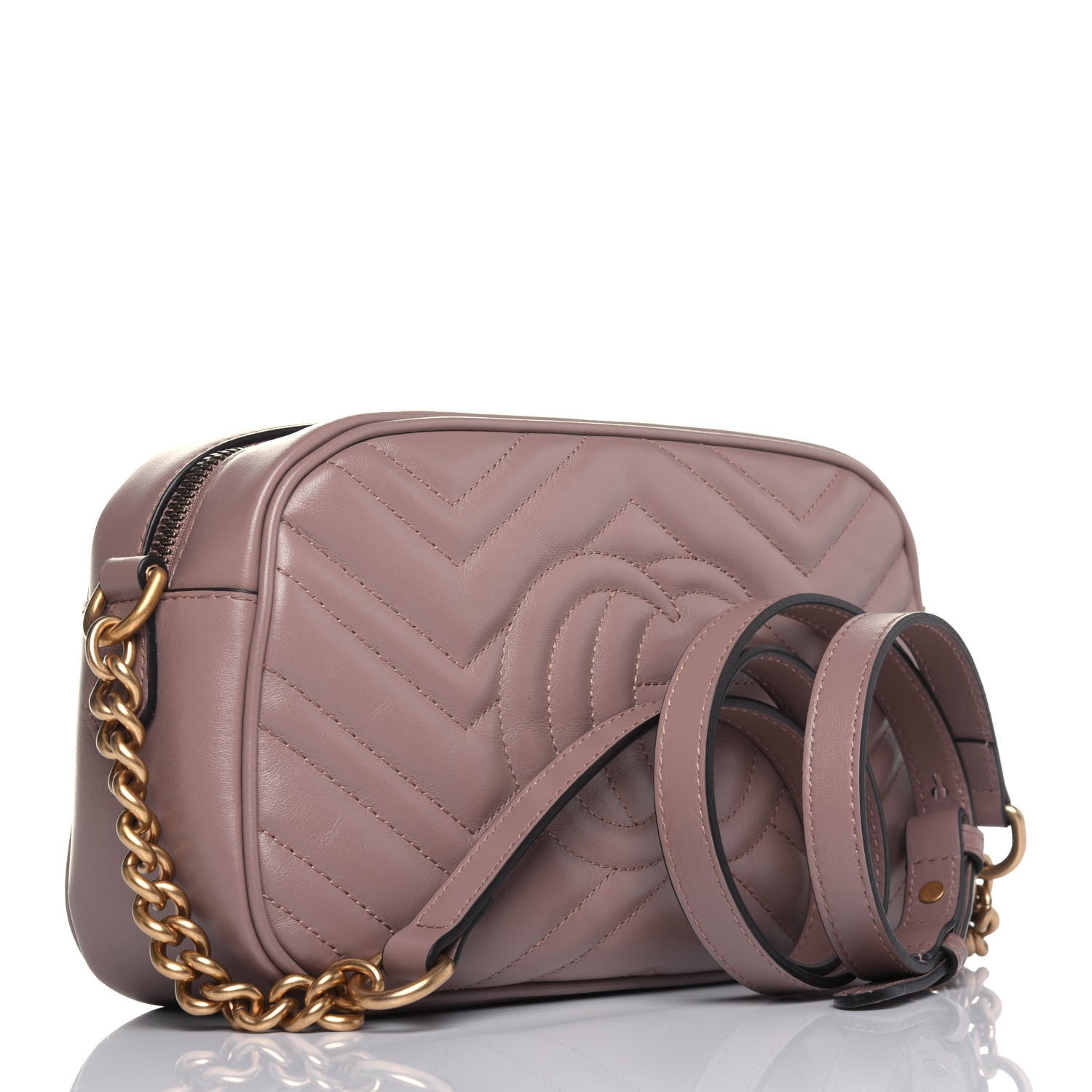 Gucci Calfskin Matelasse Small GG Marmont Chain Shoulder Bag Porcelain Rose 3 of 11