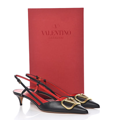 Valentino Garavani Calfskin Vlogo Slingback 40mm Pumps 38 Black 9 of 9