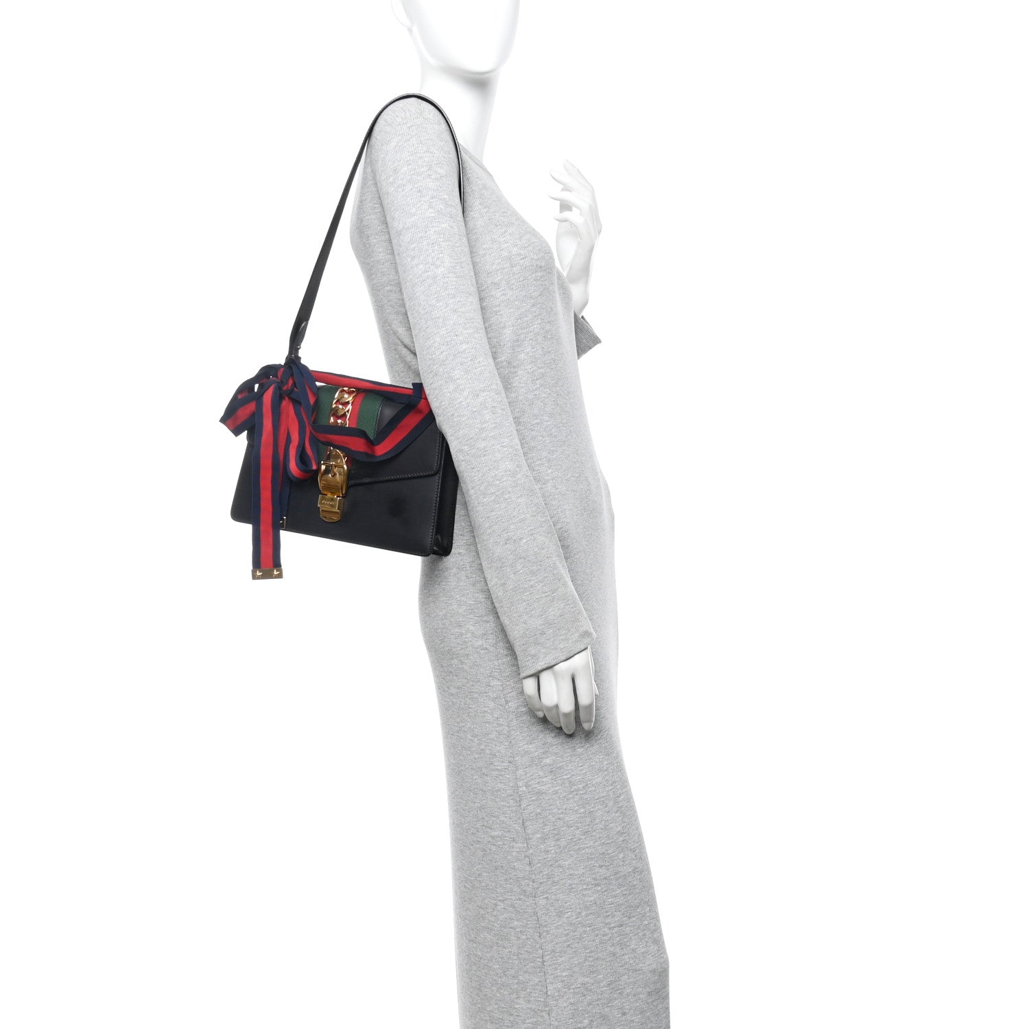 Gucci Calfskin Small Sylvie Shoulder Bag Black 2 of 10