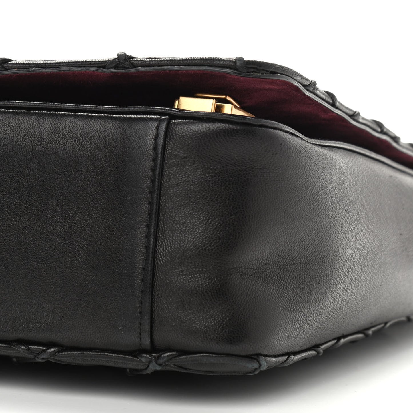 Natural Grain Calfskin Quilted Double J Quilted Bag Black